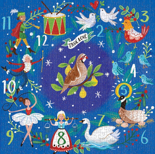 A karácsony 12 napja koszorú Galison 500 darabos kirakó puzzle (GA - 9780735371194) - puzzlegarden
