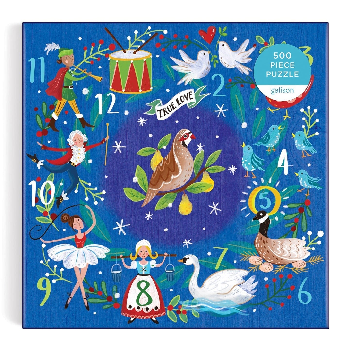 A karácsony 12 napja koszorú Galison 500 darabos kirakó puzzle (GA - 9780735371194) - puzzlegarden