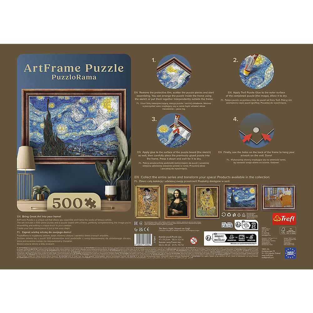 ArtFrame - Van Gogh - Csillagos Éj - keretes kirakó Trefl 500 darabos kirakó puzzle (TR - 37544) - puzzlegarden