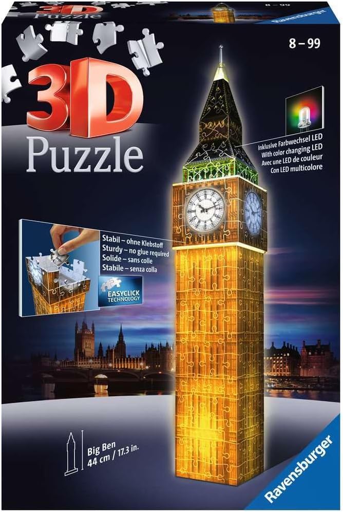 Big Ben - London - 3D Night Edition Ravensburger 226 darabos kirakó puzzle (RA - 12588) - puzzlegarden