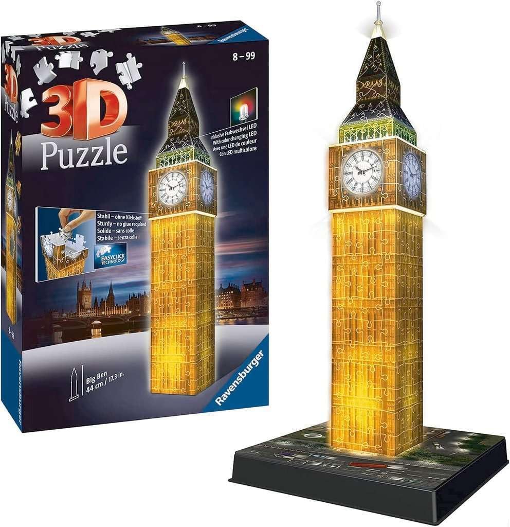 Big Ben - London - 3D Night Edition Ravensburger 226 darabos kirakó puzzle (RA - 12588) - puzzlegarden