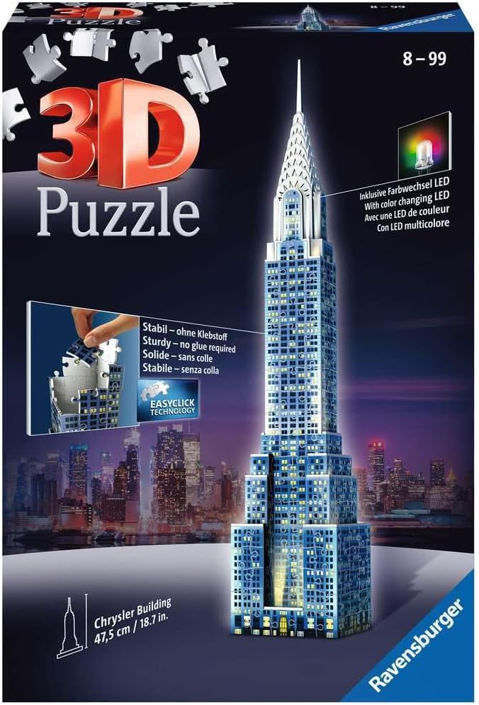 Chrysler Building - New York - 3D Night Edition Ravensburger 216 darabos kirakó puzzle (RA - 12595) - puzzlegarden
