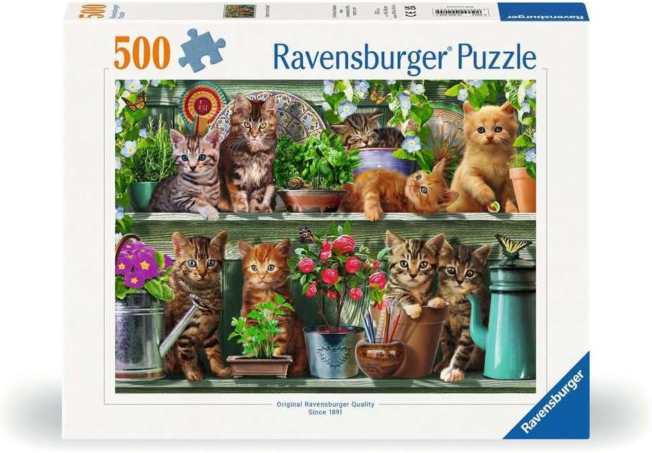 Cicák a polcon Ravensburger 500 darabos kirakó puzzle (RA - 12000205) - puzzlegarden
