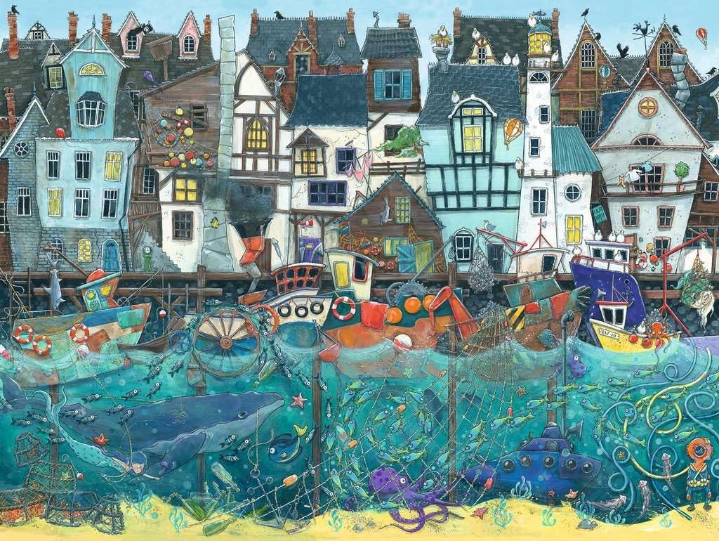 Csodák kikötője – Nyüzsgő fantáziakikötő Ravensburger 1500 darabos kirakó puzzle (RA - 12001398) - puzzlegarden