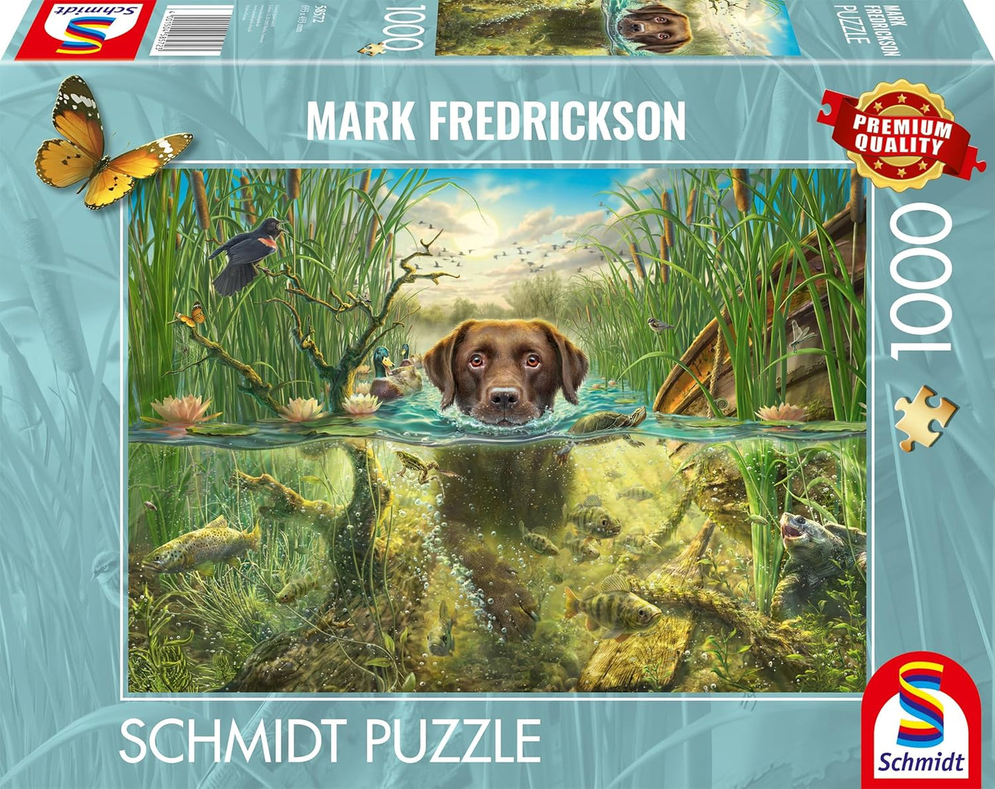 Csodálatos kutyák – Csokoládészínű labrador hűsítő fürdőt vesz Schmidt Spiele 1000 darabos kirakó puzzle (SCH - 58572) - puzzlegarden