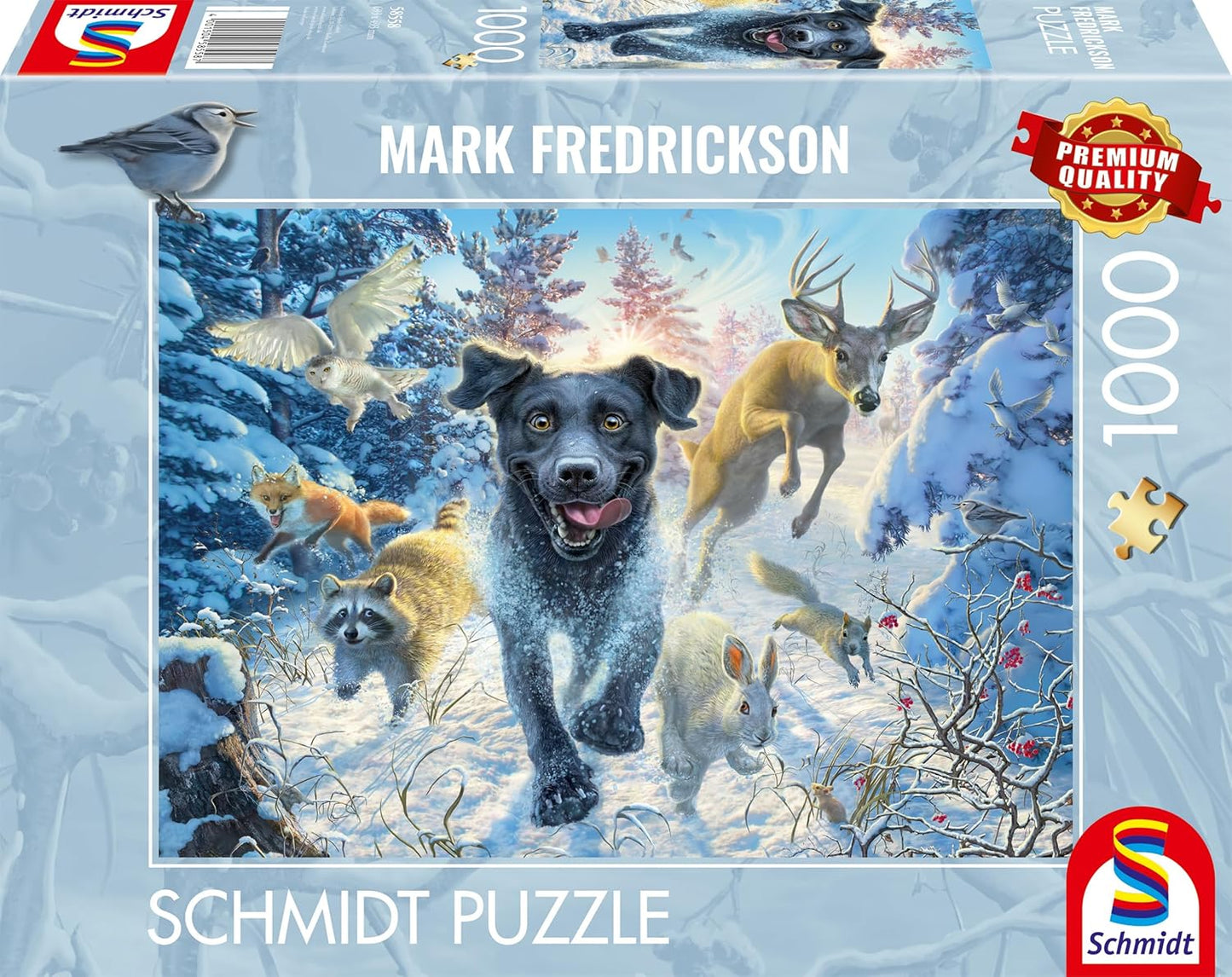 Csodálatos kutyák – Fekete labrador a hóban Schmidt Spiele 1000 darabos kirakó puzzle (SCH - 58558 4001504585587) - puzzlegarden