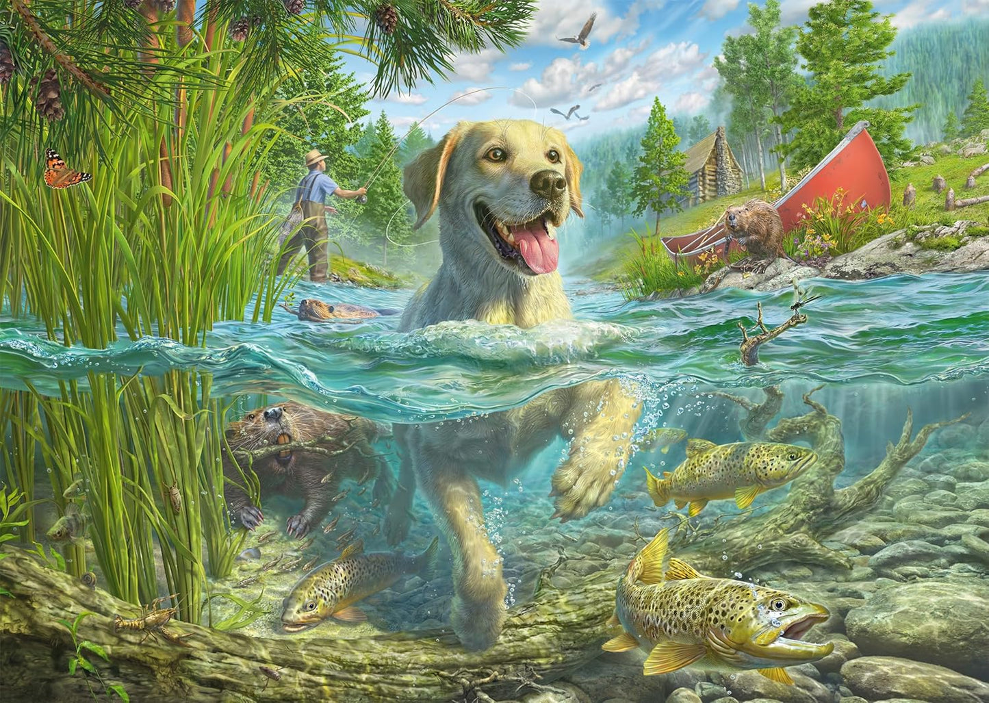 Csodálatos kutyák – Sárga labrador horgászni indul Schmidt Spiele 1000 darabos kirakó puzzle (SCH - 58557) - puzzlegarden
