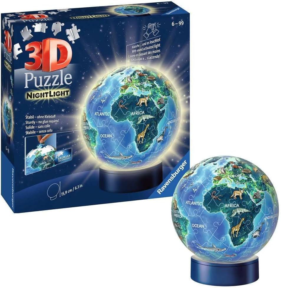 Éjszakai földgömb – világító - 3D Ravensburger 74 darabos kirakó puzzle (RA - 11844) - puzzlegarden