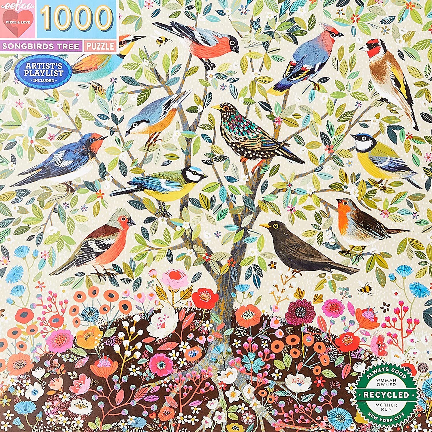 Énekesmadarak Fája Eeboo 1000 darabos kirakó puzzle (EB - PZTSBD) - puzzlegarden