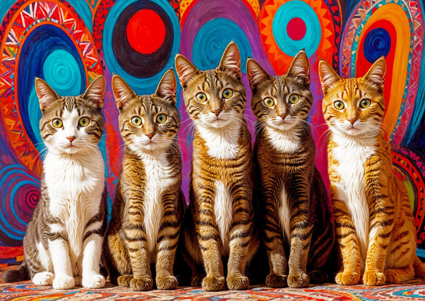Five Cats Enjoy 1000 darabos kirakó puzzle (EN - 2131) - puzzlegarden