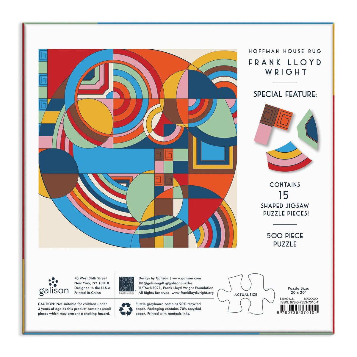 Frank Lloyd Wright - A Hoffman - ház szőnyege Galison 500 darabos kirakó puzzle (GA - 9780735370104) - puzzlegarden
