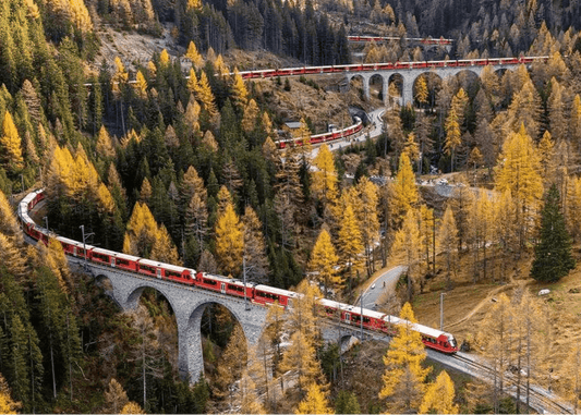 Gyönyörű Svájc – RhB világrekord - Végtelen vonat Ravensburger 1000 darabos kirakó puzzle (RA - 12000004) - puzzlegarden