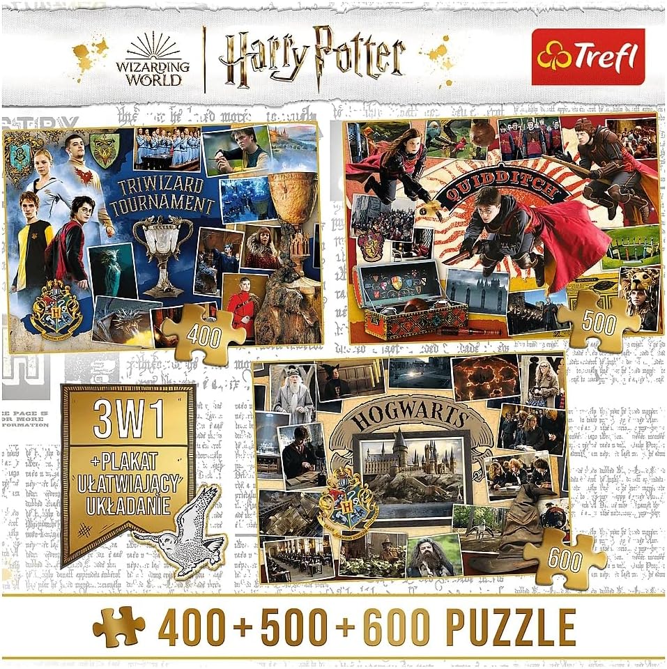 Harry Potter 3in1 gyüjtemény 1. - Trimágus Tusa, Kviddics, Roxfort - 400, 500, 600 Trefl 500 darabos kirakó puzzle (TR - 91827) - puzzlegarden