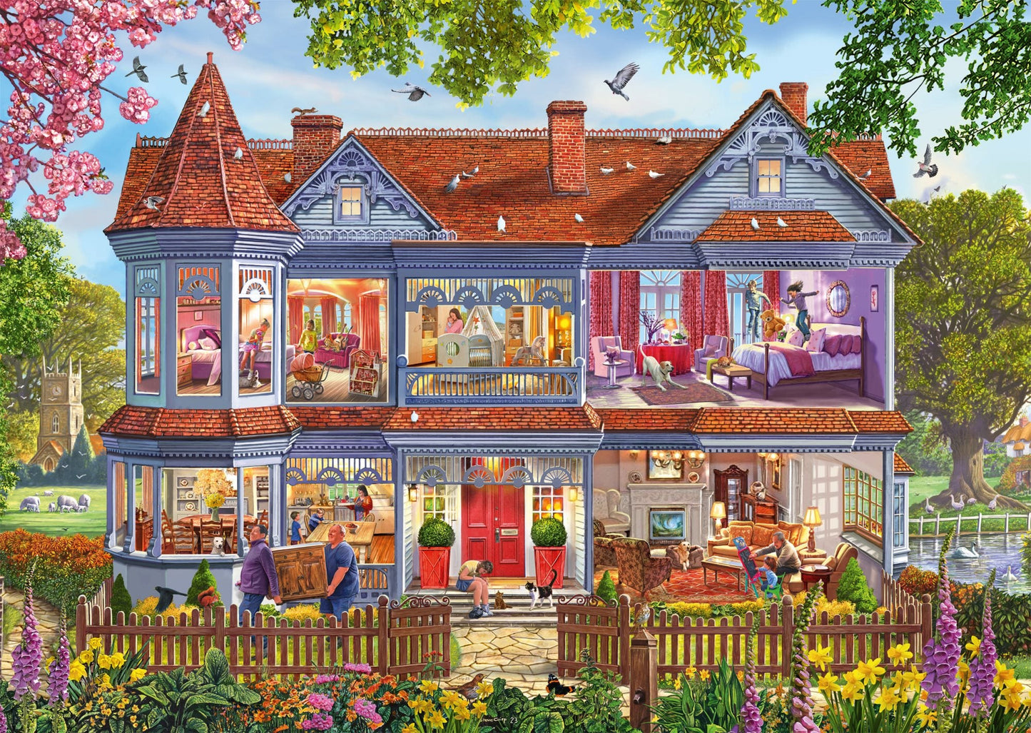 Ház Tavasszal Schmidt Spiele 1000 darabos kirakó puzzle (SCH - 59709) - puzzlegarden