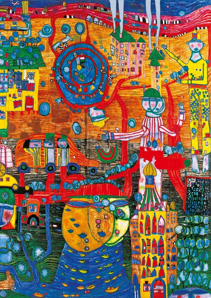 Hundertwasser - The 30 Days Fax Bluebird 1000 darabos kirakó puzzle (BB - 60258) - puzzlegarden