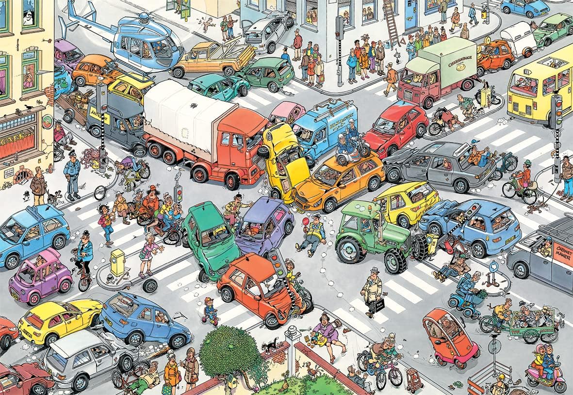Jan van Haasteren – Forgalmi káosz Jumbo 3000 darabos kirakó puzzle (JU - 20074) - puzzlegarden