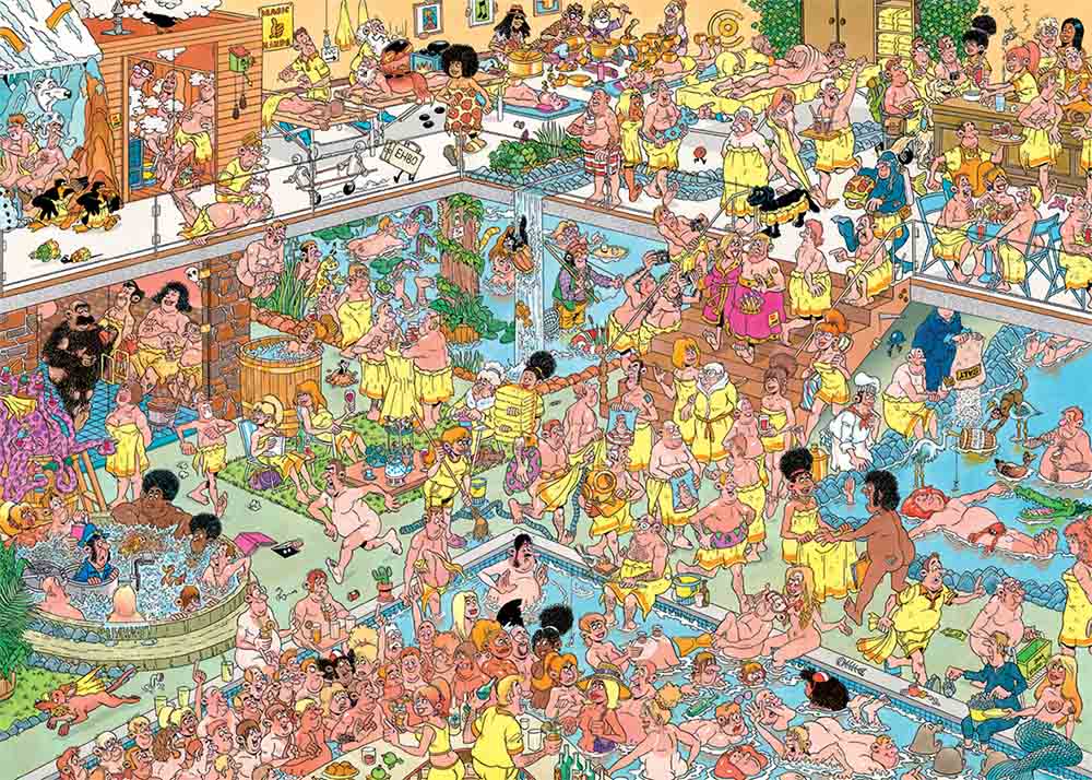 Jan van Haasteren – Káosz a wellnessben Jumbo 1000 darabos kirakó puzzle (JU - 1110100527) - puzzlegarden