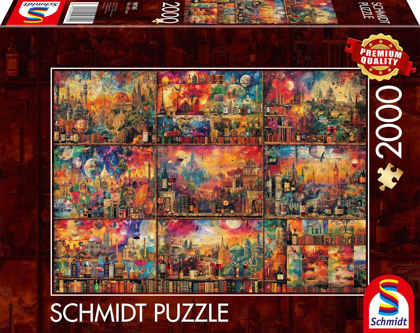 Kényeztető pihenés: utazás könyvekkel és borral Schmidt Spiele 2000 darabos kirakó puzzle (SCH - 59745 4001504597450) - puzzlegarden