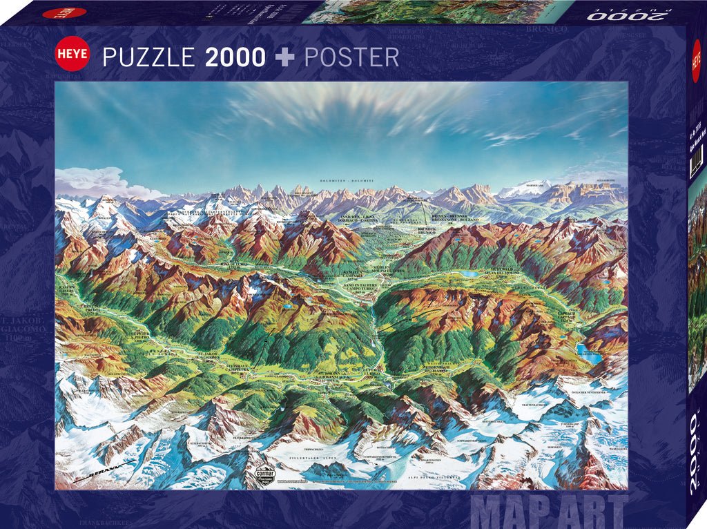 Map Art - Az Alpok világa HEYE 2000 darabos kirakó puzzle (HE - 30069) - puzzlegarden