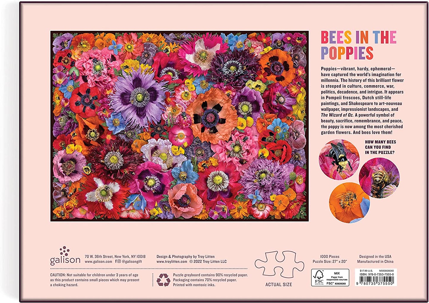 Méhek a Pipacsok Között Galison 1000 darabos kirakó puzzle (GA - M101421W - PO) - puzzlegarden