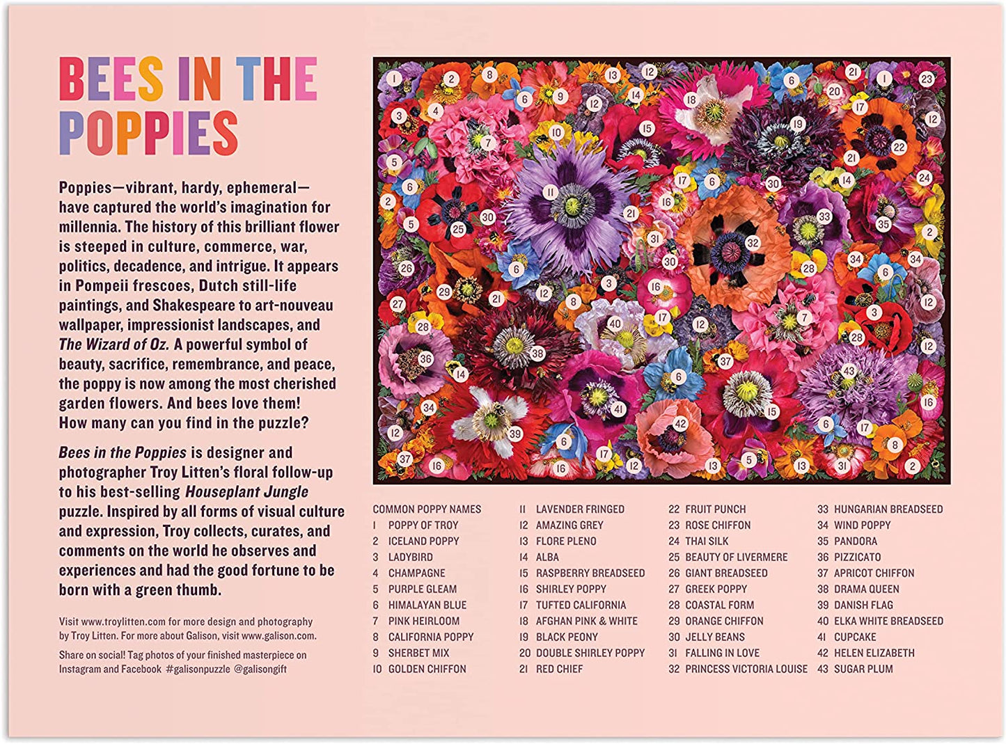 Méhek a Pipacsok Között Galison 1000 darabos kirakó puzzle (GA - M101421W - PO) - puzzlegarden