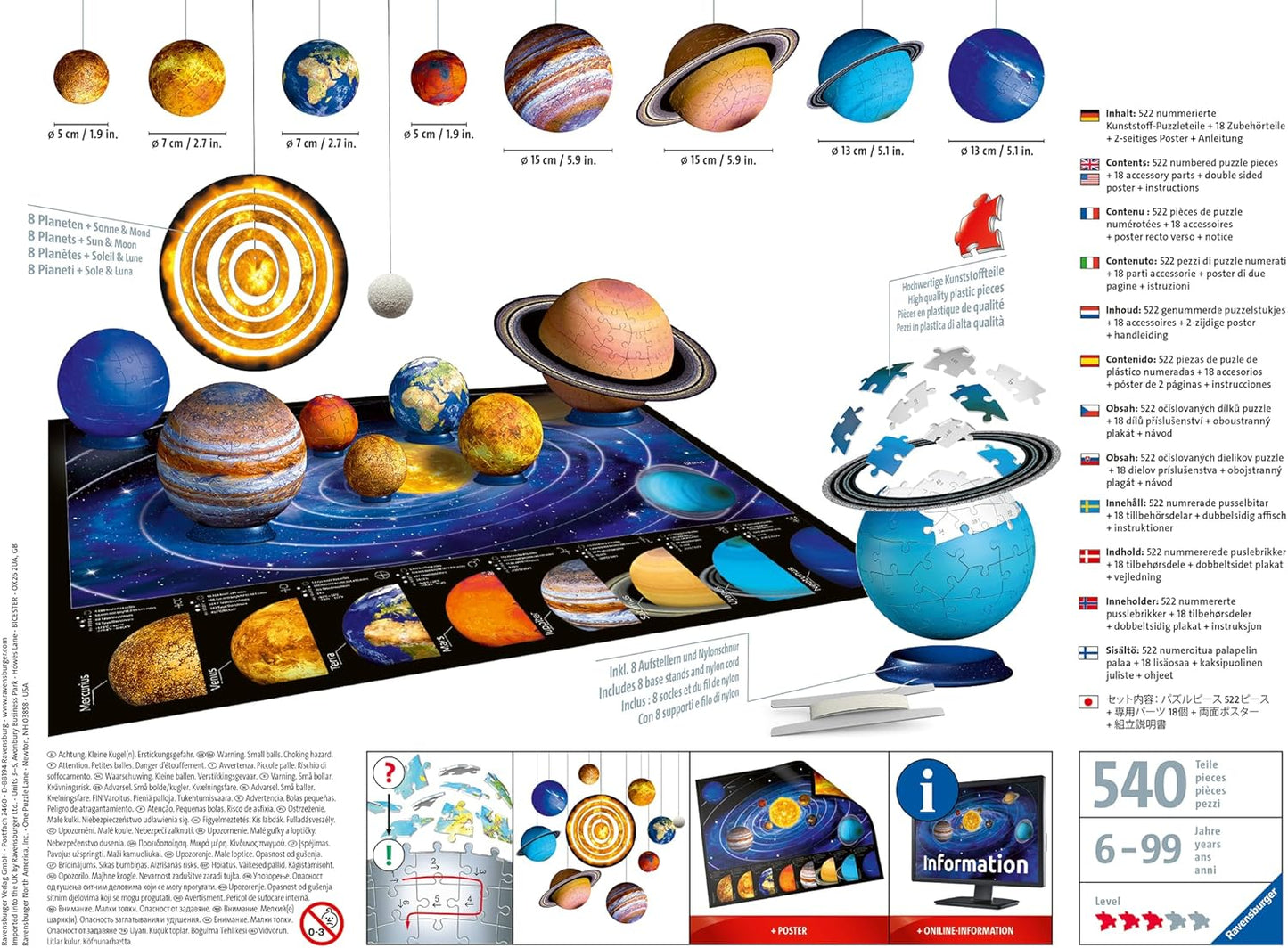 Naprendszer - 3D Ravensburger 540 darabos kirakó puzzle (RA - 11668 4005556116683) - puzzlegarden