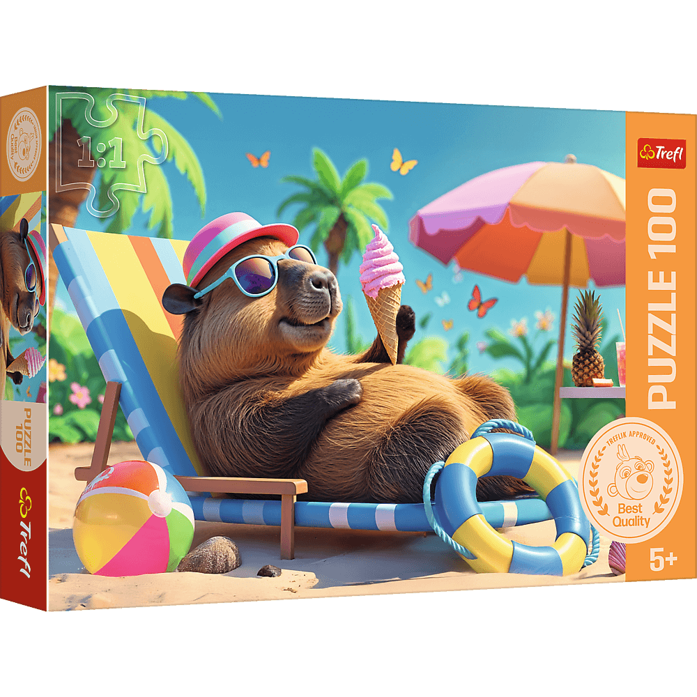 Pihenés kapibara módra Trefl 100 darabos kirakó puzzle (TR - 16537) - puzzlegarden