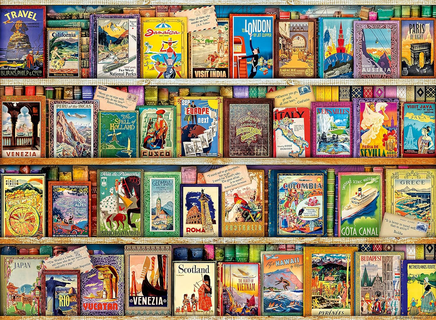 Retro utazási könyvek Ravensburger 500 darabos kirakó puzzle (RA - 14752) - puzzlegarden
