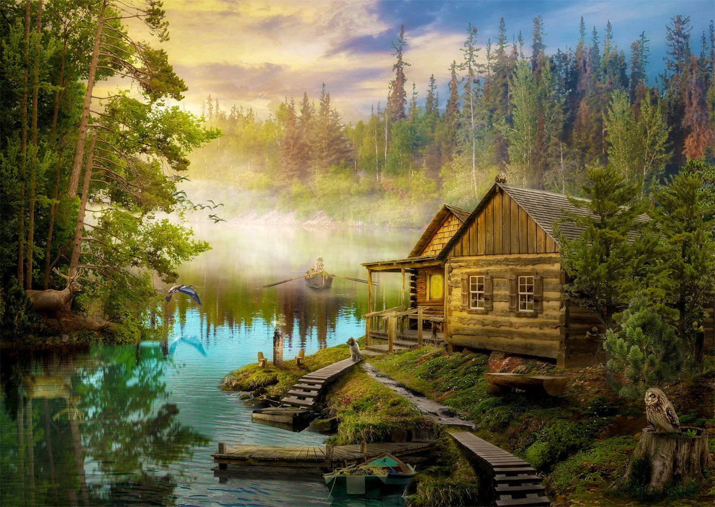 Rönkház a Folyónál Enjoy 1000 darabos kirakó puzzle (EN - 1602) - puzzlegarden