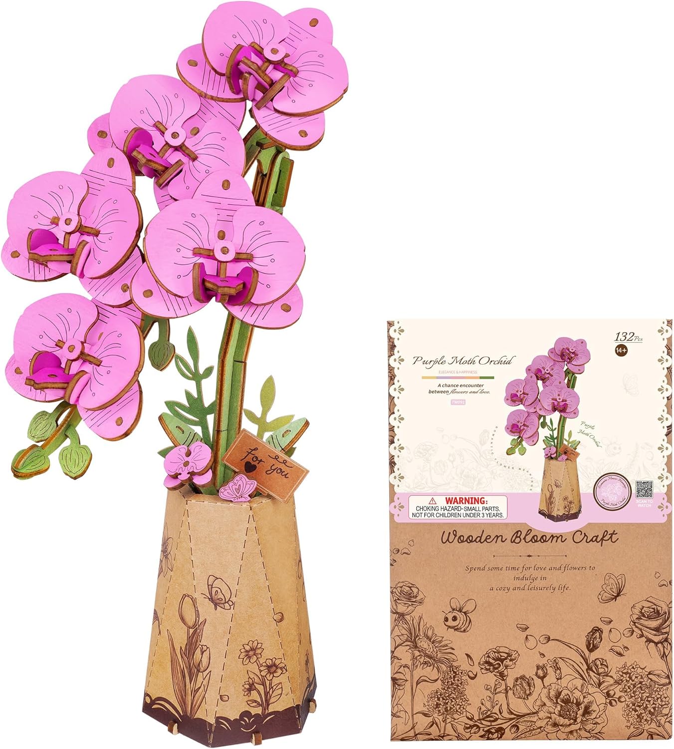 Rowood - Lila Orchidea Robotime 132 darabos kirakó puzzle (RO - TW091) - puzzlegarden