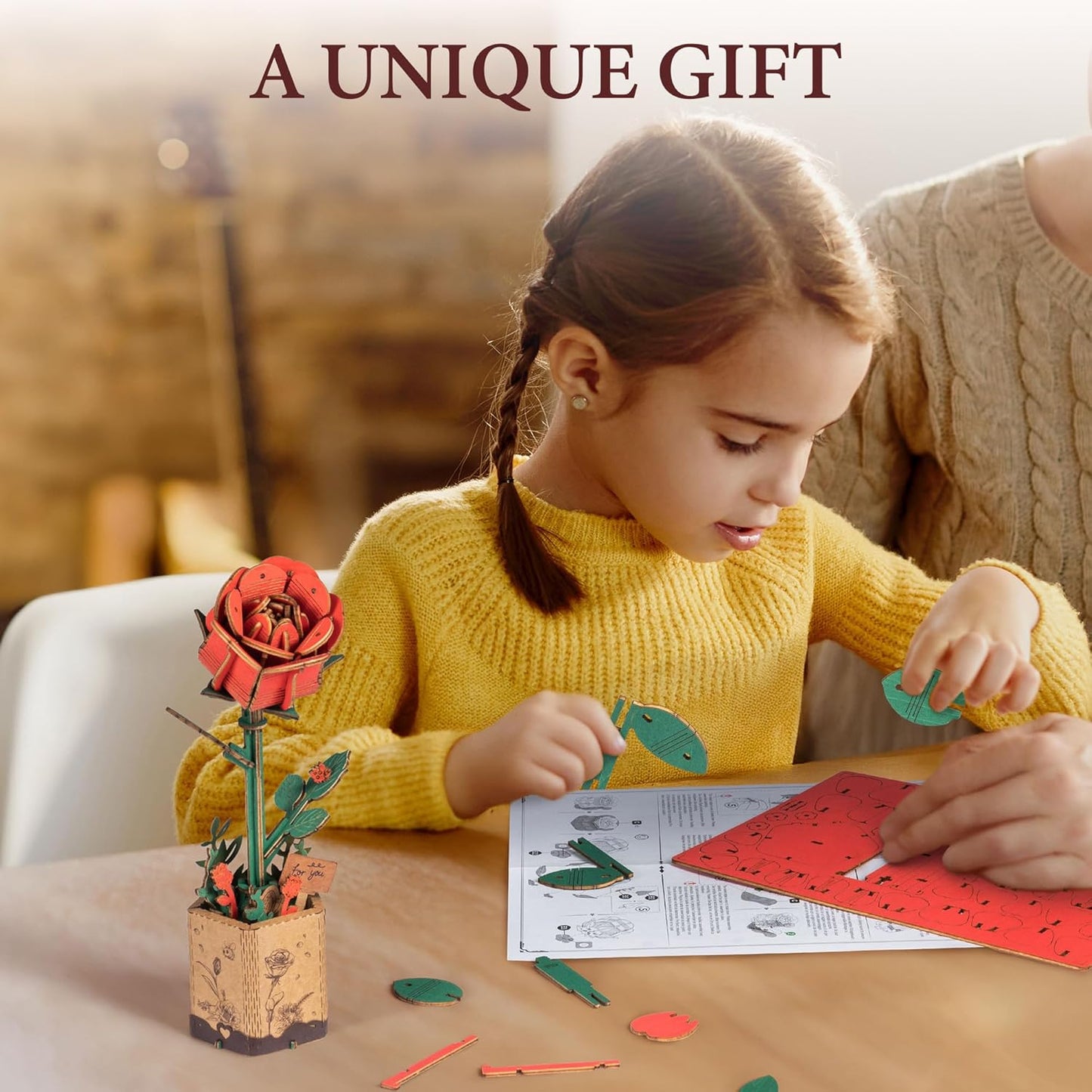 Rowood - Vörös Rózsa Robotime 106 darabos kirakó puzzle (TRO - W042) - puzzlegarden