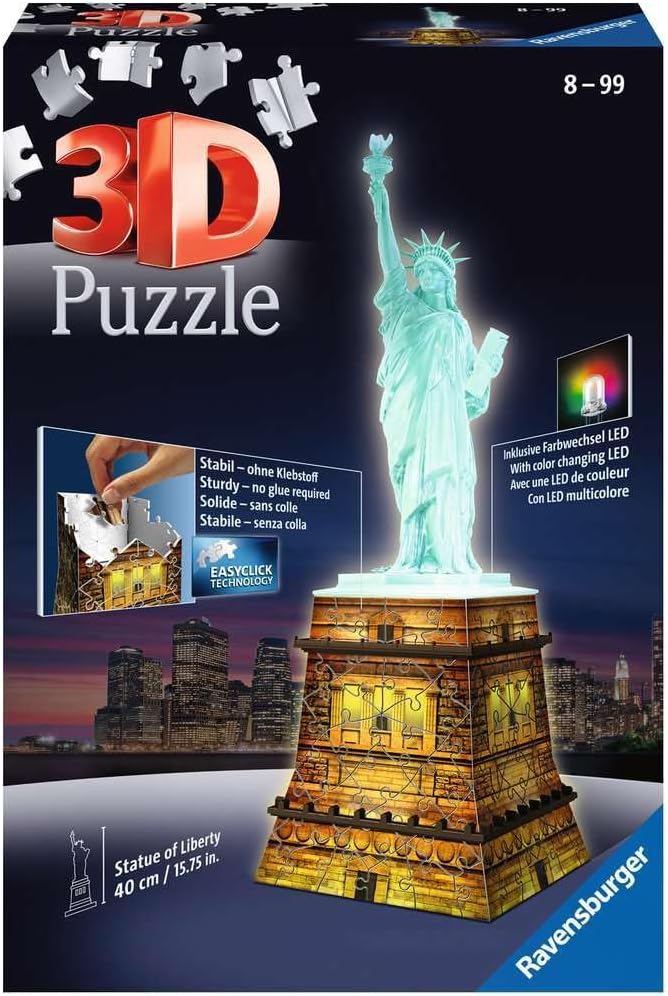 Szabadság - szobor - New York - 3D Night Edition Ravensburger 120 darabos kirakó puzzle (RA - 12596) - puzzlegarden