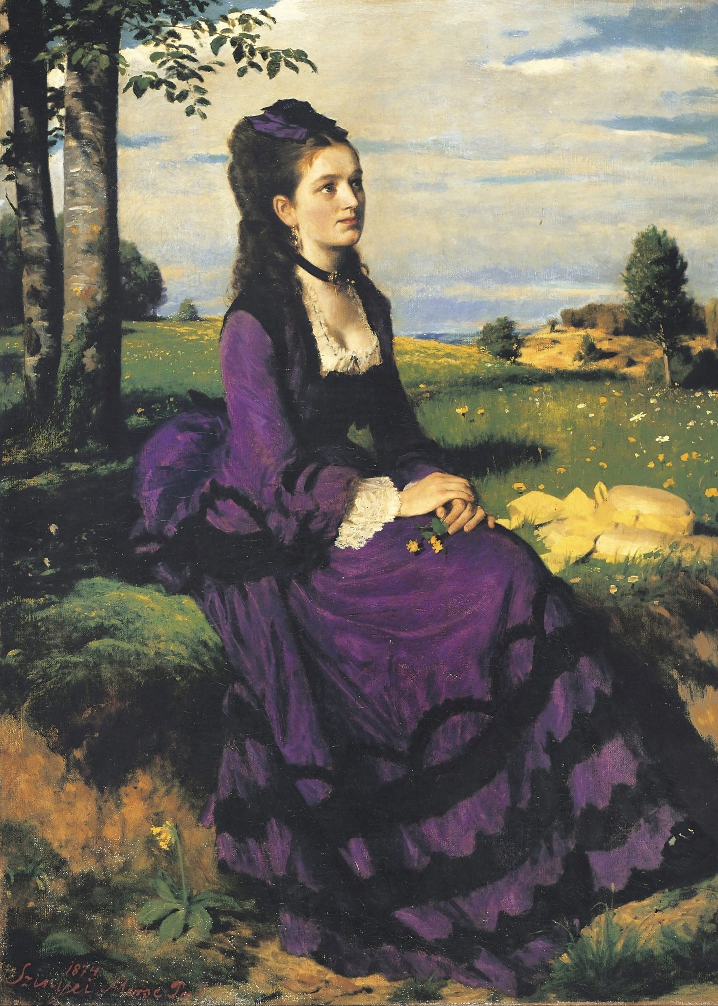 Szinyei Merse Pál - Lilaruhás nő Pannon Puzzle 1000 darabos kirakó puzzle (PP - 112) - puzzlegarden