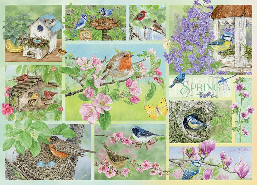 Tavaszi kerti madarak Cobble Hill 500 darabos kirakó puzzle (CH - 45101) - puzzlegarden