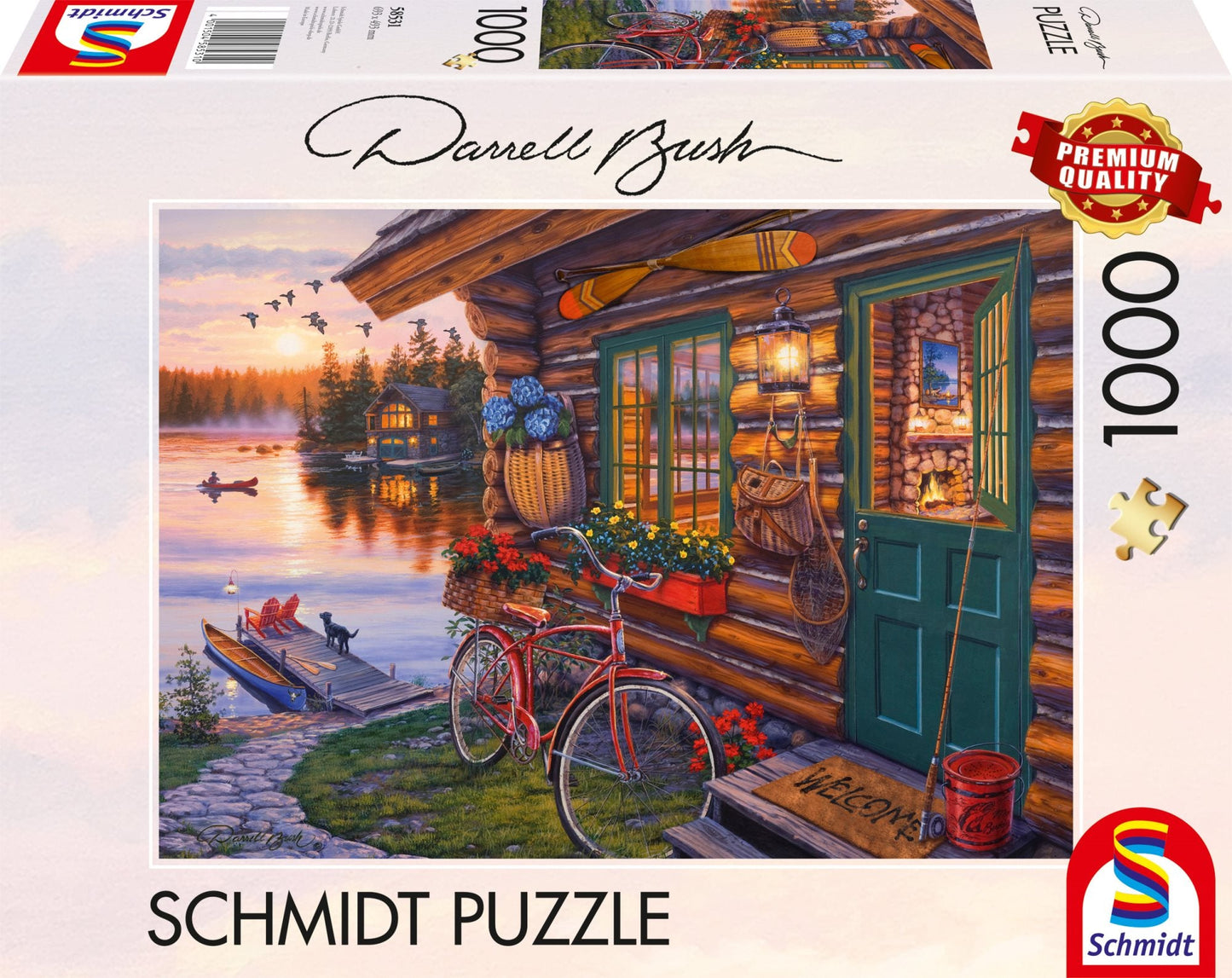 Tóparti kunyhó kerékpárral Schmidt Spiele 1000 darabos kirakó puzzle (SCH - 58531) - puzzlegarden
