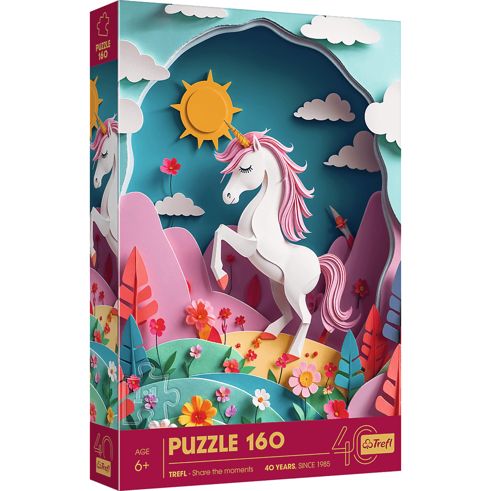 Trefl 40 Éves Jubileum – Papírművészet: Egyszarvú Trefl 160 darabos kirakó puzzle (TR - 40047) - puzzlegarden