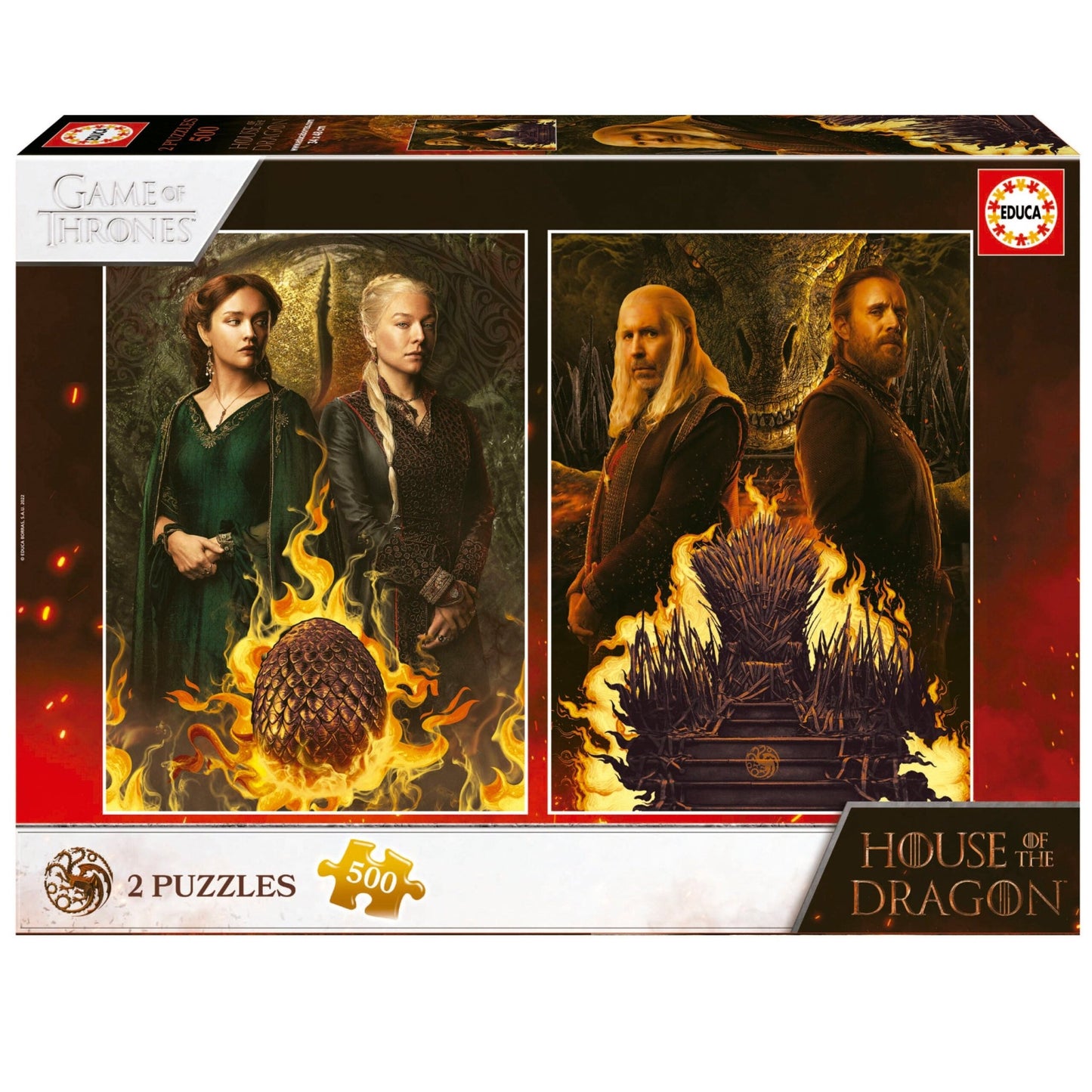 Trónok Harca - A Sárkányok Háza - Targaryen és Hightower 2x500 Educa 2x500 darabos kirakó puzzle (ED - 19573) - puzzlegarden