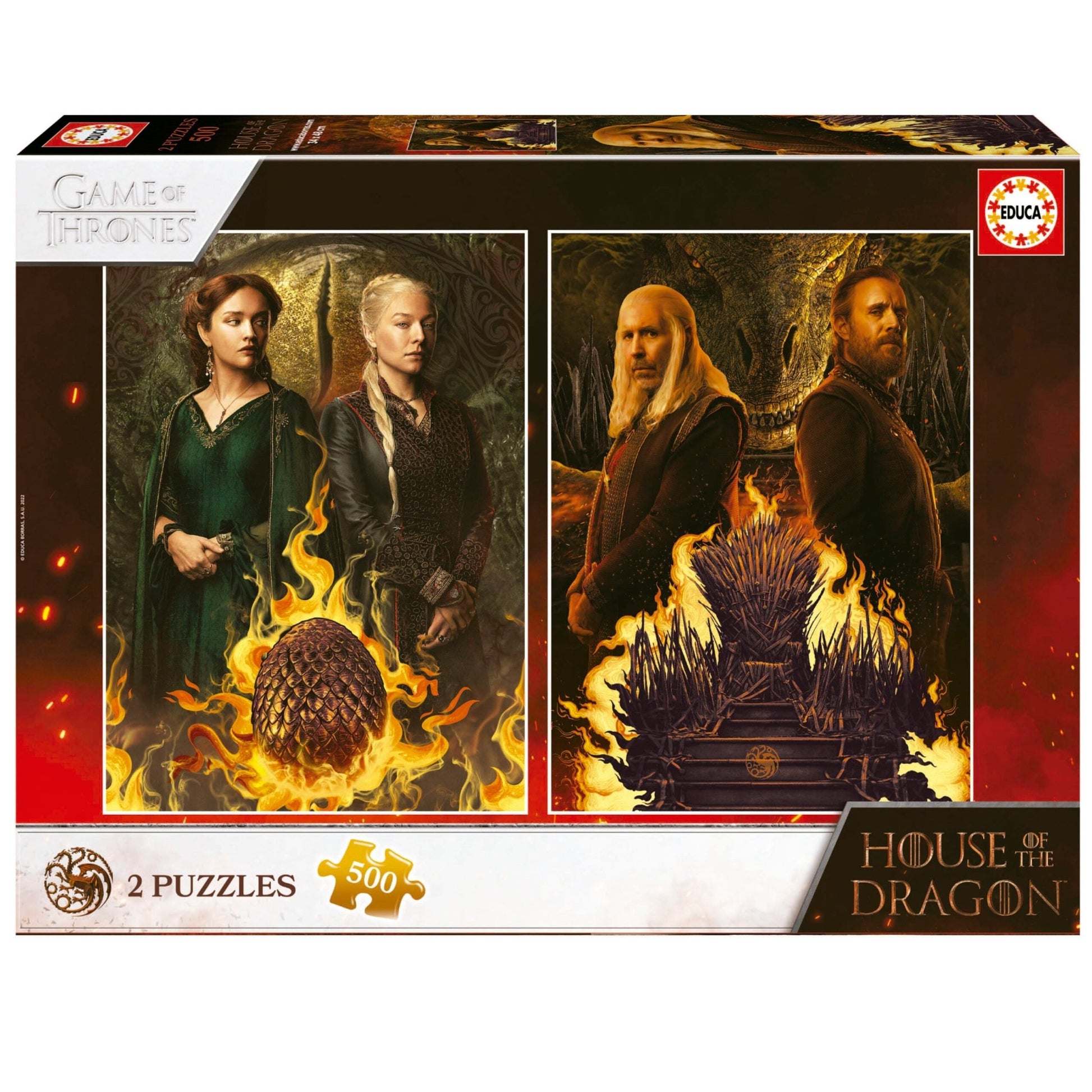Trónok Harca - A Sárkányok Háza - Targaryen és Hightower 2x500 Educa 2x500 darabos kirakó puzzle (ED - 19573) - puzzlegarden
