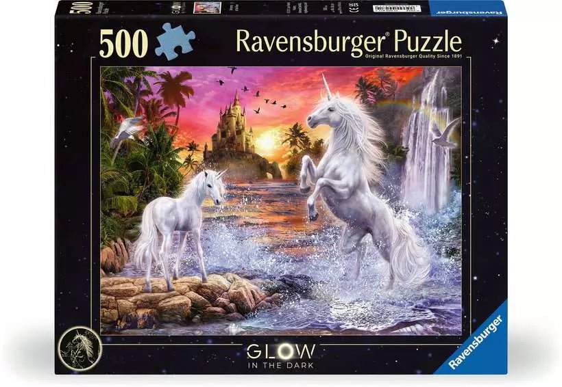 Unikornisok a folyóparton - sötétben világít Ravensburger 500 darabos kirakó puzzle (RA - 12000471) - puzzlegarden