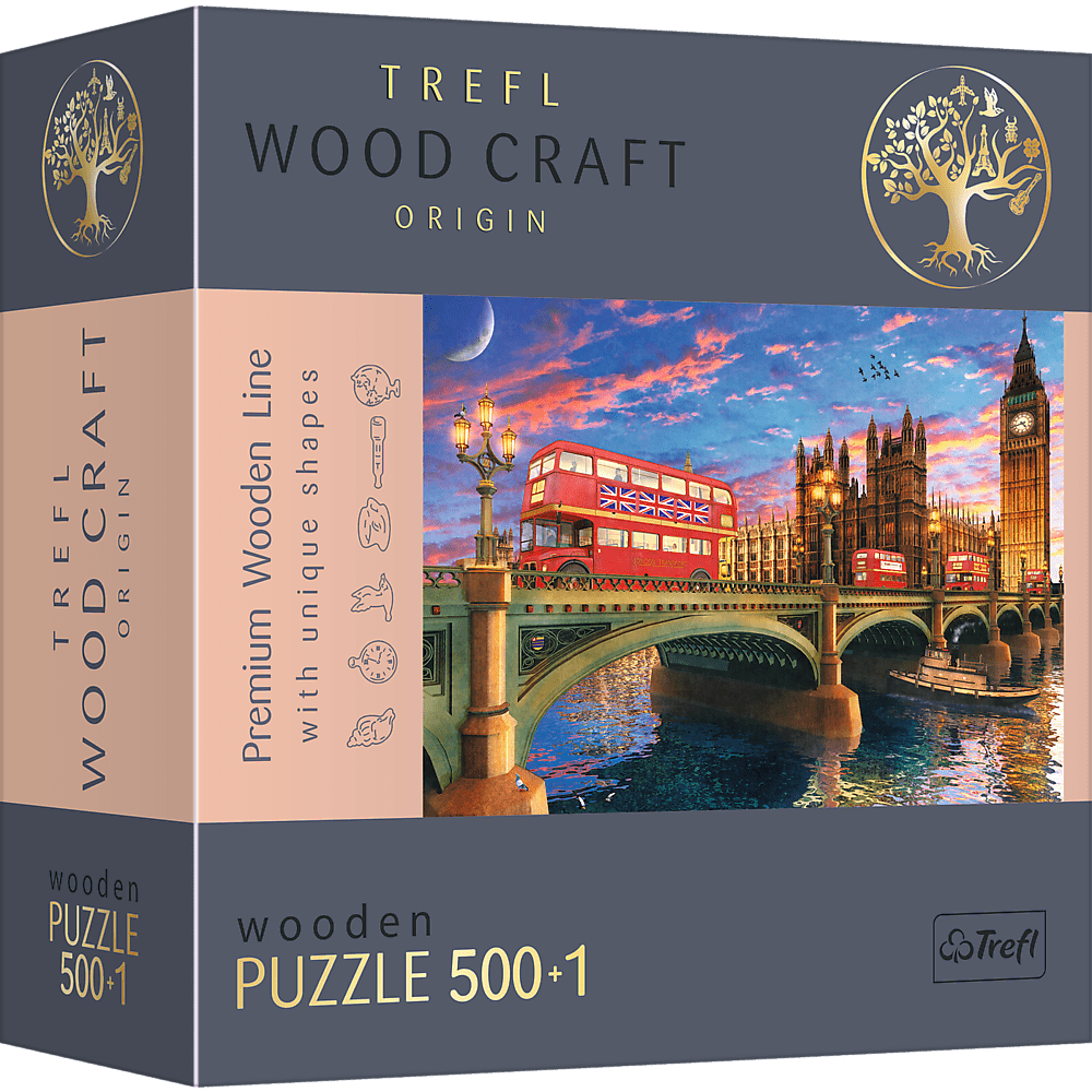 Westminster - palota, Big Ben, London - Fa kirakó Trefl Wood Craft 500 darabos kirakó puzzle (TR - 20155) - puzzlegarden