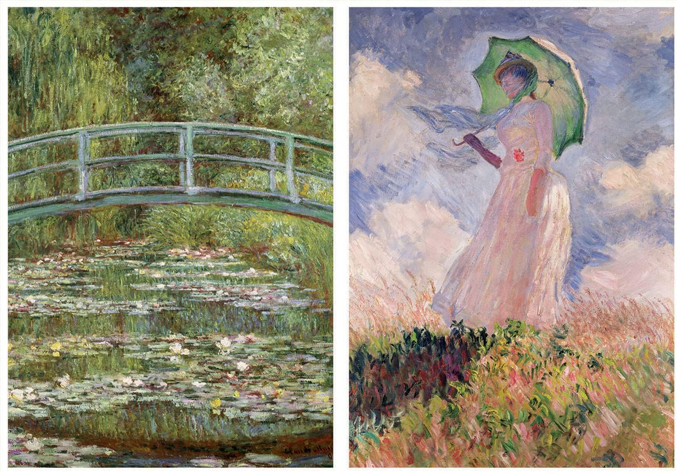 Claude Monet - Tavirózsák + Nő Napernyővel 2x1000 Educa 2x1000 darabos kirakó puzzle (ED - 19270) - puzzlegarden