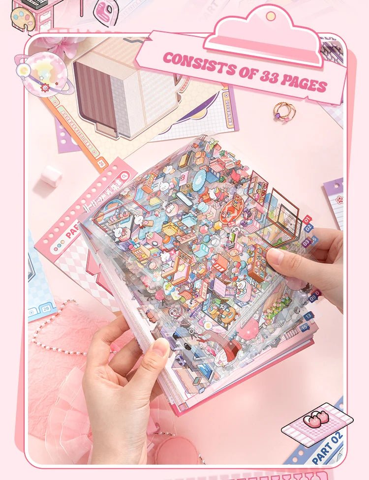 15 in 1 Matricakönyv Rózsaszín - matricajelenet Simno 15 darabos kirakó puzzle (SN-6941776327363) - puzzlegarden