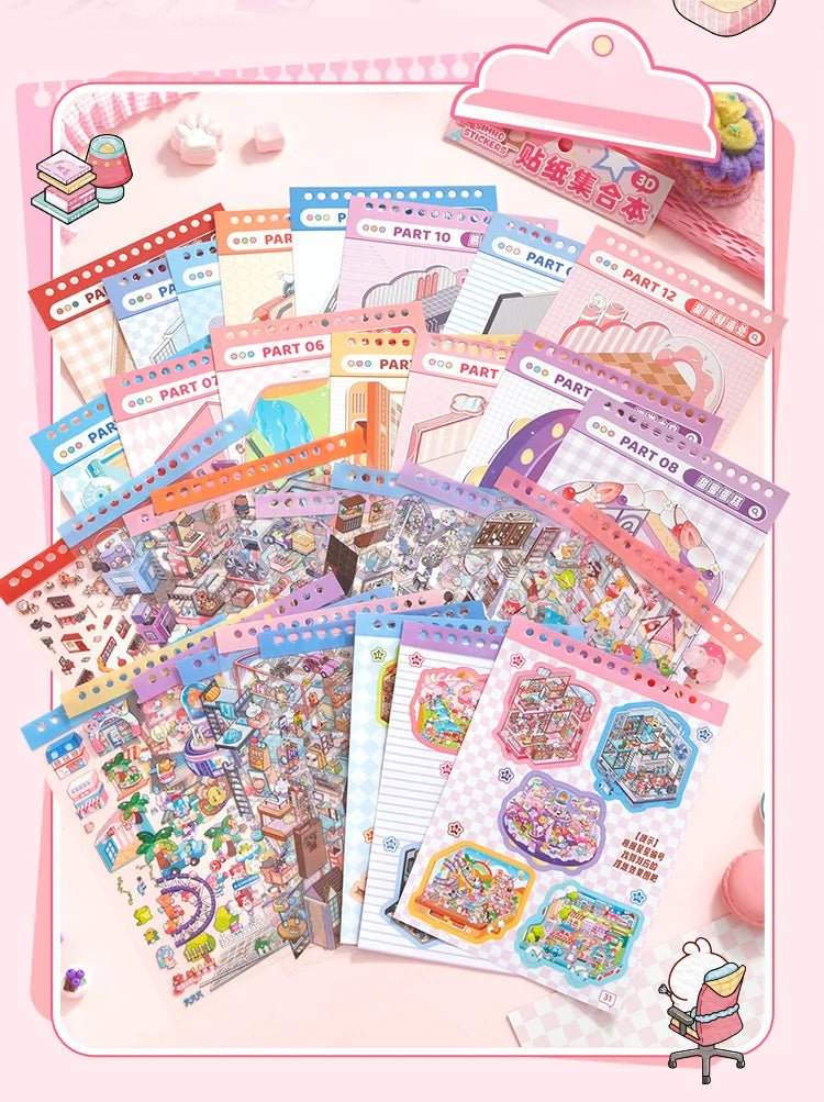 15 in 1 Matricakönyv Rózsaszín - matricajelenet Simno 15 darabos kirakó puzzle (SN-6941776327363) - puzzlegarden