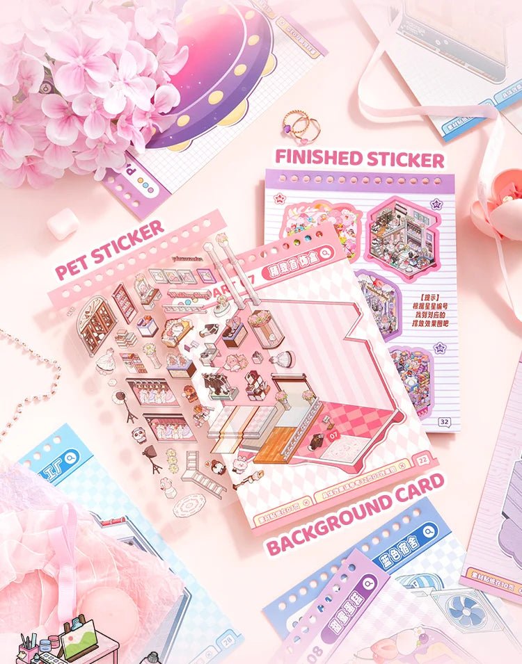 15 in 1 Matricakönyv Rózsaszín - matricajelenet Simno 15 darabos kirakó puzzle (SN-6941776327363) - puzzlegarden