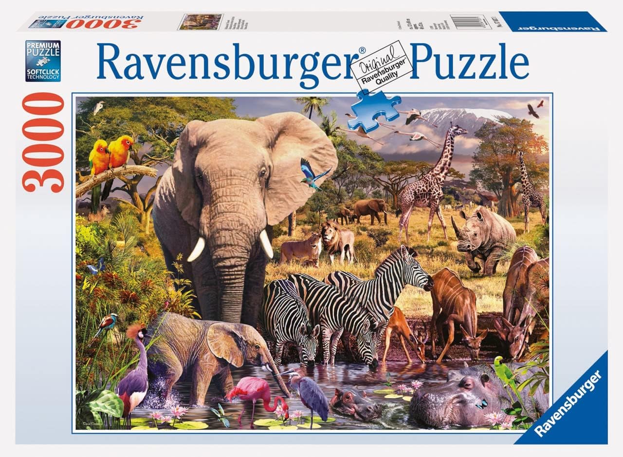 African Animal World 3000 darabos Ravensburger puzzle kirakó (17037)