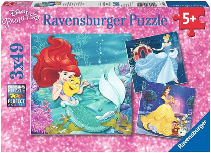 Disney Hercegnők - Belle, Hamupipőke, Ariel - 3x49 Ravensburger 49 darabos kirakó puzzle (RA-09350 ) - puzzlegarden