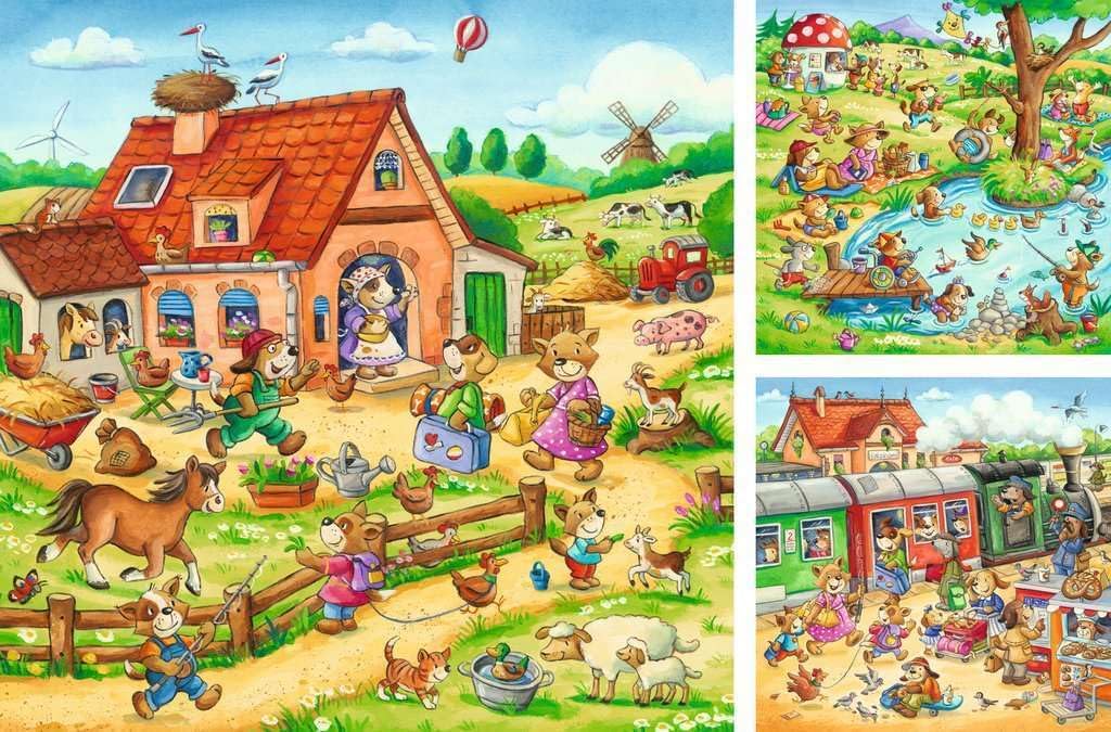 Állatok Vakáción - 3x49 Ravensburger 49 darabos kirakó puzzle (RA-05249) - puzzlegarden