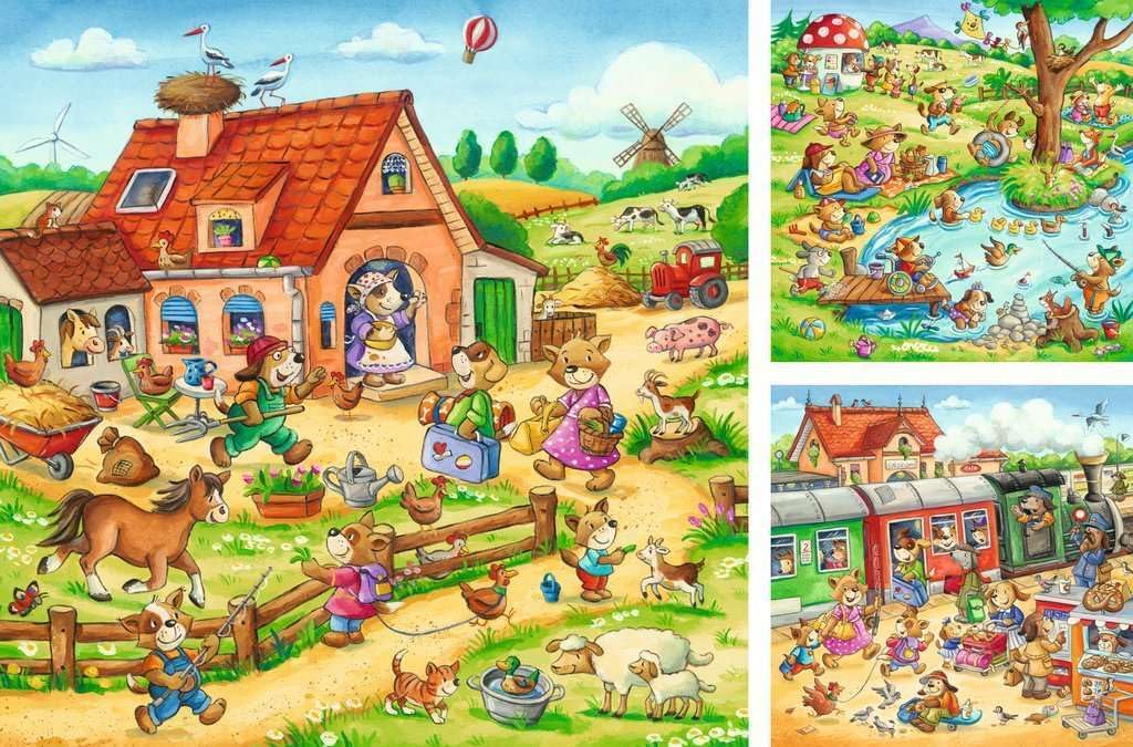 Állatok Vakáción - 3x49 Ravensburger 49 darabos kirakó puzzle (RA - 05249 4005556052493) - puzzlegarden