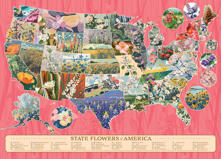 Amerika államok virágai Cobble Hill 1000 darabos kirakó puzzle (CH - 40315) - puzzlegarden