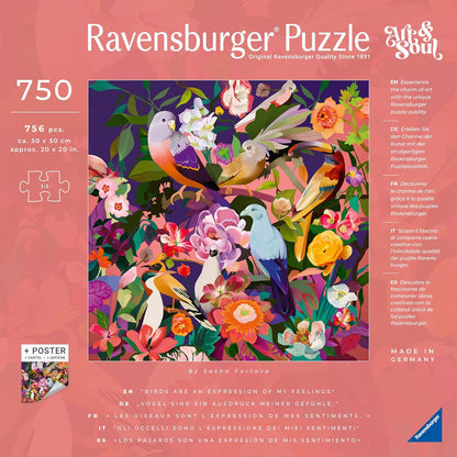 Art&Soul - Madarak és Virágok Ravensburger 750 darabos kirakó puzzle (RA-12000998 4005555009986) - puzzlegarden